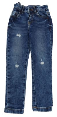 Tmavomodré plesňové skinny teplákové rifle s vyšúchaním Denim Co.