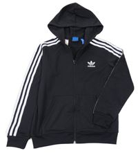 Černo-bílá propínací sportovní mikina s kapucí Adidas