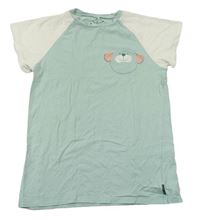 Světlezeleno-krémové tričko s psíkom Polarn O. Pyret