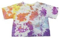 Farebné batikované crop tričko s nápisom H&M
