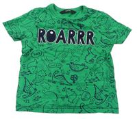 Zelené tričko s nápisom a dinosaurami George
