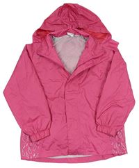 Ružová šušťáková bunda s kapičkami a kapucňou Pocopiano