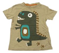 Béžové tričko s dinosaurom Tu