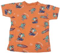 Oranžové tričko so žralokmi zn. Primark