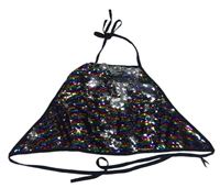 Farebný flitrový crop top
