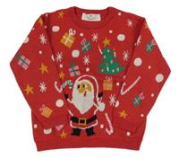 Červený sveter so Santou a darčekmi H&M