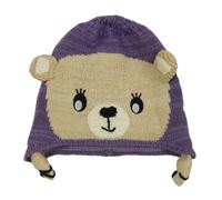Fialovo-béžová čepice s medvědem Topomini
