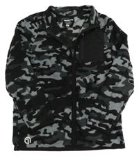 Šedo-černá army fleecová propínací mikina F&F