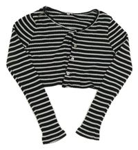Čierno-biele pruhované rebrované prepínaci crop tričko River Island