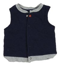 Tmavomodrá prešívaná zateplená prepínaci vesta s autami Bluezoo