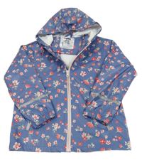 Modrá kvetovaná nepromokavá bunda s kapucňou Lupilu
