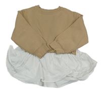 Hnědo-bílá mikina s halenkou Zara