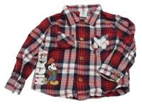 Vínovo-černo-bílá kostkovaná košile s Mickeym Disney