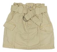 Béžová rifľová cargo sukňa s opaskom George