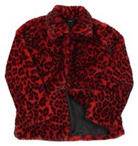Červená kožešinová podšitá bunda s leopardím vzorem George