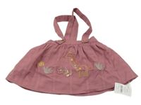 Nové - Staroružová kockovaná sukňa s žirafou a trakami Nutmeg