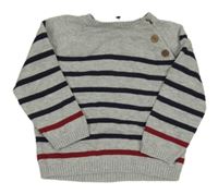 Sivo-čierno-červený pruhovaný sveter Mamas&Papas