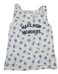 Nové - Biely kvetovaný top s nápisom H&M
