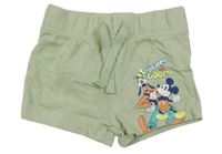 Svetlozelené bavlnené kraťasy s Mickeym a Goofym Primark