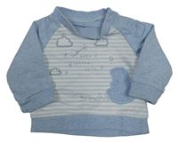 Světlemodro-bílá mikina se zvířaty a pruhy Mothercare