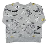 Sivá melírovaná mikina s halloweenským motívom H&M
