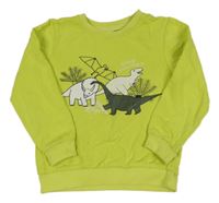 Limetková mikina s dinosaurami Lupilu