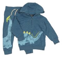 2set - Modrá mikina s dinosaurem a kapucí + tepláky Primark