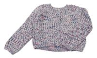 Bielo-farebný melírovaný prepínaci crop sveter F&F