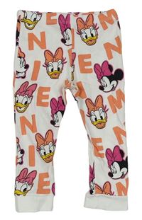 Bielo-oranžové pyžamové nohavice s Minnie a Daisy Disney