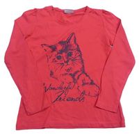 Ružové tričko s mačkou Yigga