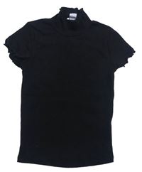 Čierne rebrované tričko so srojáčkem Primark