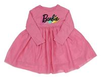 Růžové šaty s tylovou sukní a nápisem - Barbie 