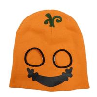 Oranžová pletená čapica s očima - tekvica