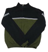Černo-khaki ľahký sveter s pruhom Matalan