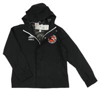 Nové - černá šusťáková funkční bunda s nášivkou a logem a kapucí Adidas