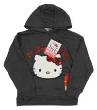 Nové - tmavošedá mikina s Hello Kitty a kapucí Primark