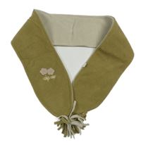 Khaki-šedá fleecová šála s třásněmi 