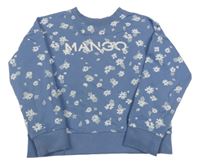 Modrá kvetovaná mikina s nápisom mango