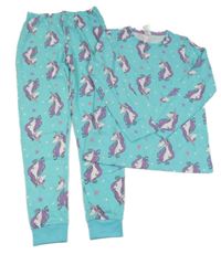 Tyrkysové pyžama s jednorožcami