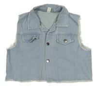 Svetlomodrá rifľová vesta s vreckami shein