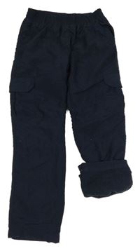 Tmavomodré šusťákové podšité kalhoty Topolino