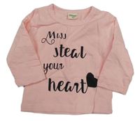 Světlerůžové triko s nápisem 