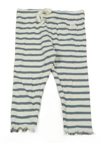Bílo-modré pruhované žebrované legíny s kapsičkou m
