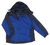 Modro-tmavomodrá šusťáková nepromokavá bunda s kapucí Alive