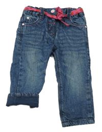 Modré podšité skinny rifle s opaskom