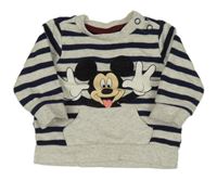 Šedo-tmavomodrá pruhovaná mikina s Mickeym C&A