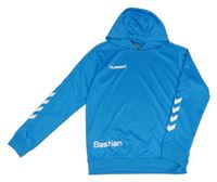 Modrá športová funkčná mikina s logom a kapucňou Hummel