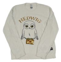 Biely chlpatý sveter s Hedvikou a flitry - Harry Potter C&A
