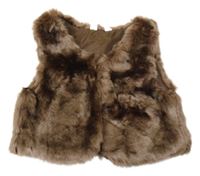 Hnedá kožušinová podšitá crop vesta H&M