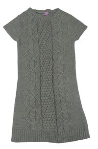 Sivé svetrové šaty s copánkovým vzorom F&F